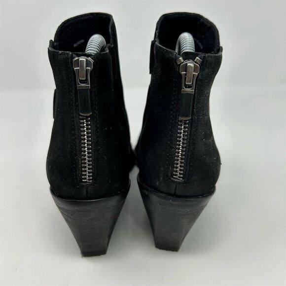 Eileen Fisher Black Leather Ankle Booties Size 7.5 Casual Back Zip Closure - Picture 8 of 12